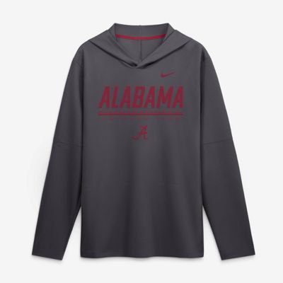 Men's Alabama Crimson Tide NCAA Nike Alabama Tide 2026 Sideline Lightweight Long Sleeve Hooded Dri-FIT Top, 2XL