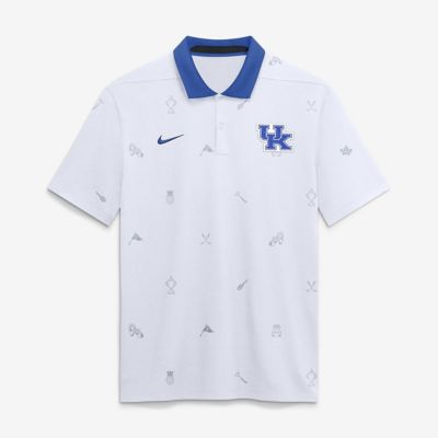 Men's NCAA Nike Kentucky Wildcats Vapor Pattern Dri-FIT Polo, White, 2XL