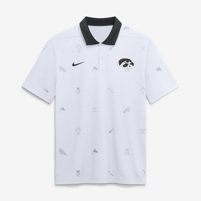 Men's NCAA Nike Iowa Hawkeyes Vapor Pattern Dri-FIT Polo, White, 2XL