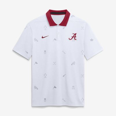 Men's Alabama Crimson Tide NCAA Nike Alabama Tide Vapor Pattern Dri-FIT Polo, White, 3XL