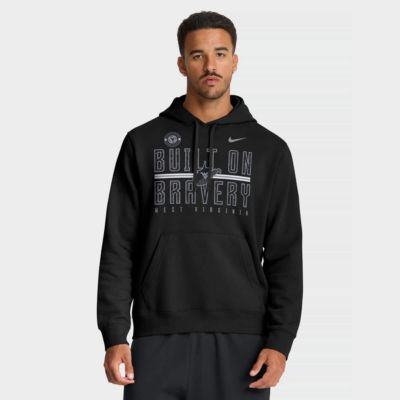 Men's NCAA Nike West Virginia Mountaineers Built on Bravery Club Fleece Hoodie, Black, 2XL