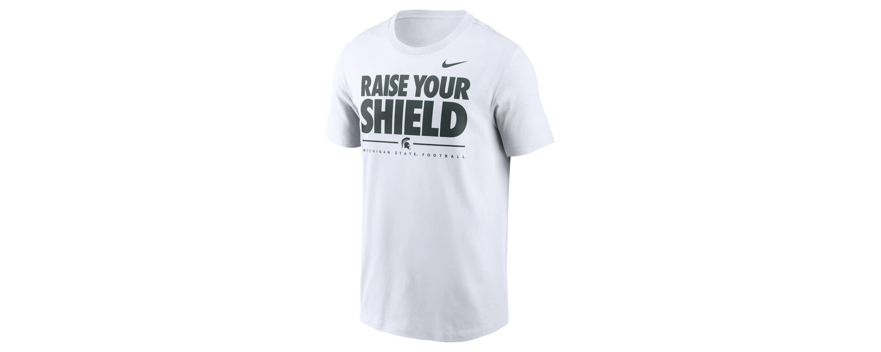NCAA Nike Michigan State Spartans 2025 Football Fan Raise Your Shield T-Shirt