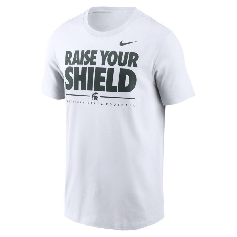 NCAA Nike Michigan State Spartans 2025 Football Fan Raise Your Shield T-Shirt