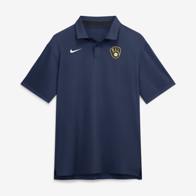 Men's MLB Nike Milwaukee Brewers Tour Dri-FIT Polo, Navy Blue, Medium