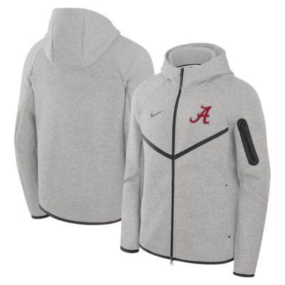 Men's Alabama Crimson Tide NCAA Nike Alabama Tide Tech Fleece Full-Zip Windrunner Hoodie, Gray, 2XL