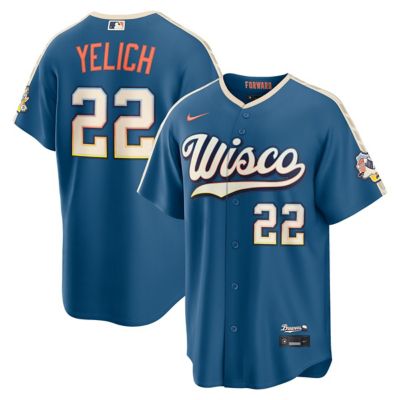 Men's MLB Nike Christian Yelich Mineral Milwaukee Brewers 2026 City Connect Stadium Jersey