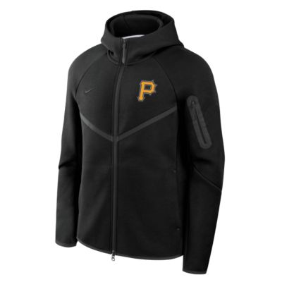 Men's MLB Nike Pittsburgh Pirates Tech Fleece Raglan Full-Zip Windrunner Hoodie