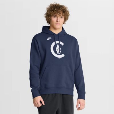 Men's MLB Nike Chicago Cubs Cooperstown Collection Logo Club Hoodie, Navy Blue, Small