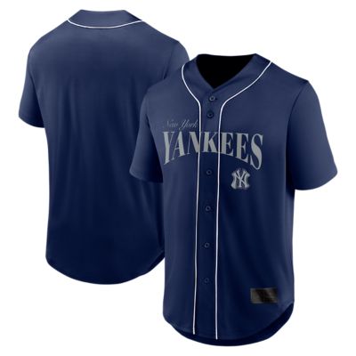 Men's MLB Fanatics New York Yankees Franchise Button-Up Fashion Top, Navy Blue, 2XL