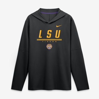 Men's NCAA Nike LSU Tigers 2026 Sideline Lightweight Long Sleeve Hooded Dri-FIT Top, Black, 2XL