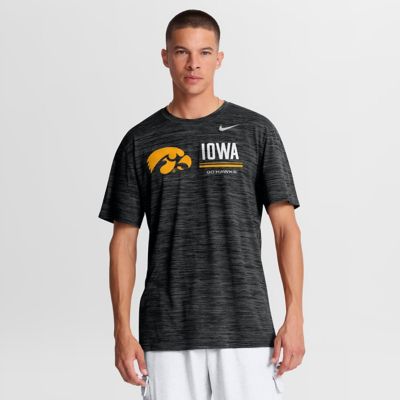 Men's NCAA Nike Iowa Hawkeyes Sideline Velocity Dri-FIT T-Shirt, Black, XL