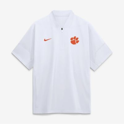 Men's NCAA Nike Clemson Tigers 2026 Sideline Short Sleeve Quarter-Zip Coaches Jacket