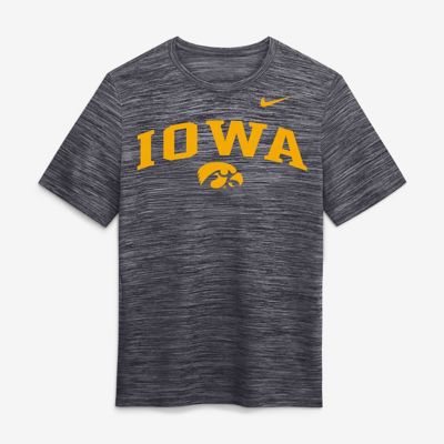 Men's NCAA Nike Iowa Hawkeyes Primetime Arch Logo Velocity Dri-FIT T-Shirt, Black, 2XL