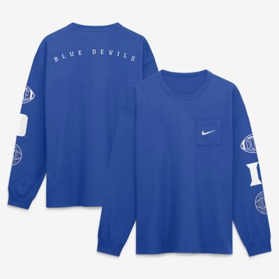 Men's Duke Blue Devils NCAA Nike Duke Devils Academic Long Sleeve Pocket T-Shirt