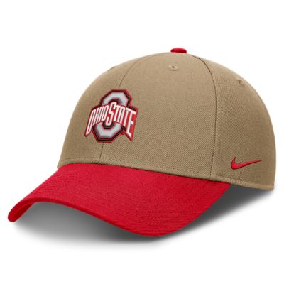NCAA Unisex Nike Beige/Scarlet Ohio State Buckeyes Primetime Rise Dri-FIT Adjustable Hat