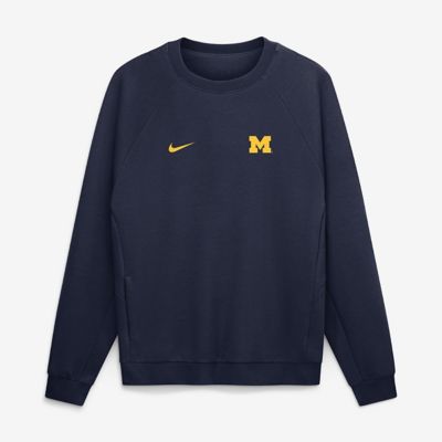 Men's NCAA Nike Michigan Wolverines Premium Performance Raglan Dri-FIT Sweatshirt, Navy Blue, Medium