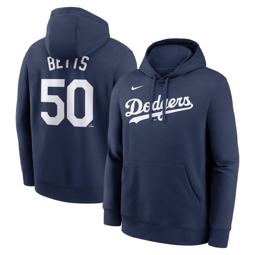 MLB Nike Mookie Betts Los Angeles Dodgers Player Name & Number Club Pullover Hoodie