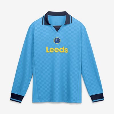 Men's Premier League Fanatics Light Leeds United Oversized Long Sleeve Polo Jersey
