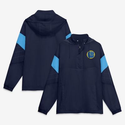 Men's Premier League Fanatics Leeds United Hooded Quarter-Zip Track Jacket, Navy Blue, XL