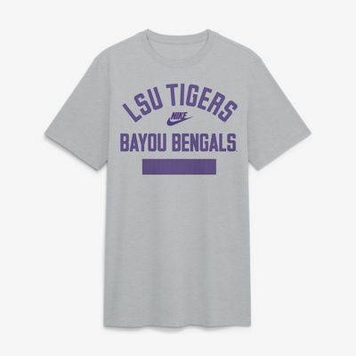 Men's NCAA Nike LSU Tigers Arch Wordmark Legacy Tri-Blend T-Shirt