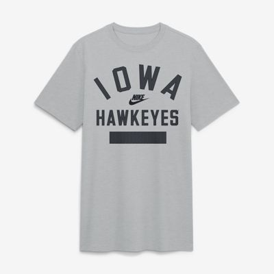 Men's NCAA Nike Iowa Hawkeyes Arch Wordmark Legacy Tri-Blend T-Shirt, Gray, 2XL