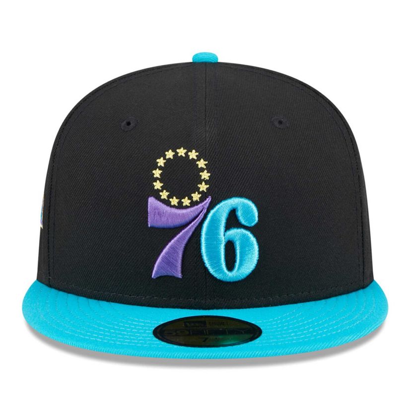 NBA Black/Turquoise Philadelphia 76ers Arcade Scheme 59FIFTY Fitted Hat