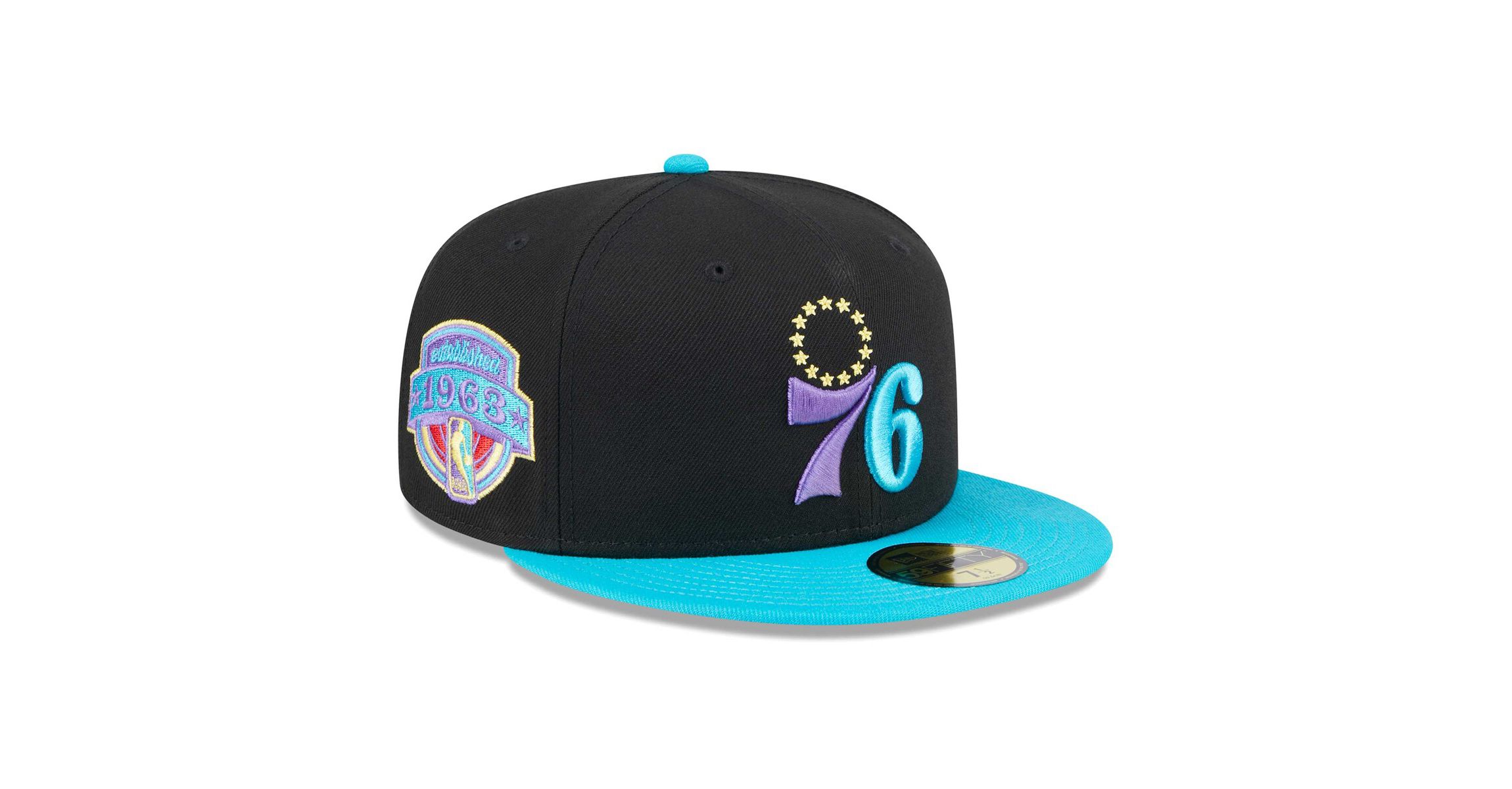NBA Black/Turquoise Philadelphia 76ers Arcade Scheme 59FIFTY Fitted Hat