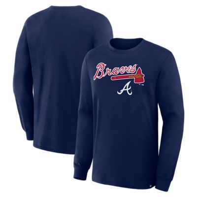 Men's MLB Fanatics Atlanta Braves Lock-Up Legacy Long Sleeve T-Shirt, Navy Blue, 3XL