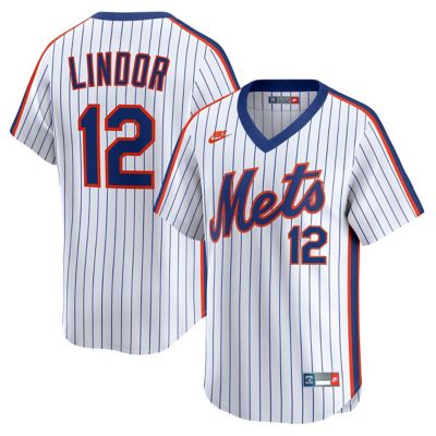 Men's MLB Nike Francisco Lindor New York Mets Throwback Cooperstown Collection Limited Jersey