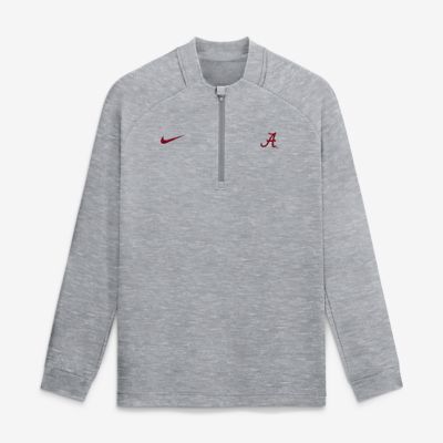 Men's Alabama Crimson Tide NCAA Nike Alabama Tide Par Raglan Tri-Blend Therma-FIT Half-Zip Pullover, Gray, 3XL