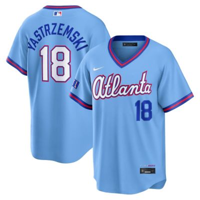 Men's MLB Nike Mike Yastrzemski Powder Atlanta Braves 2026 City Connect Stadium Jersey