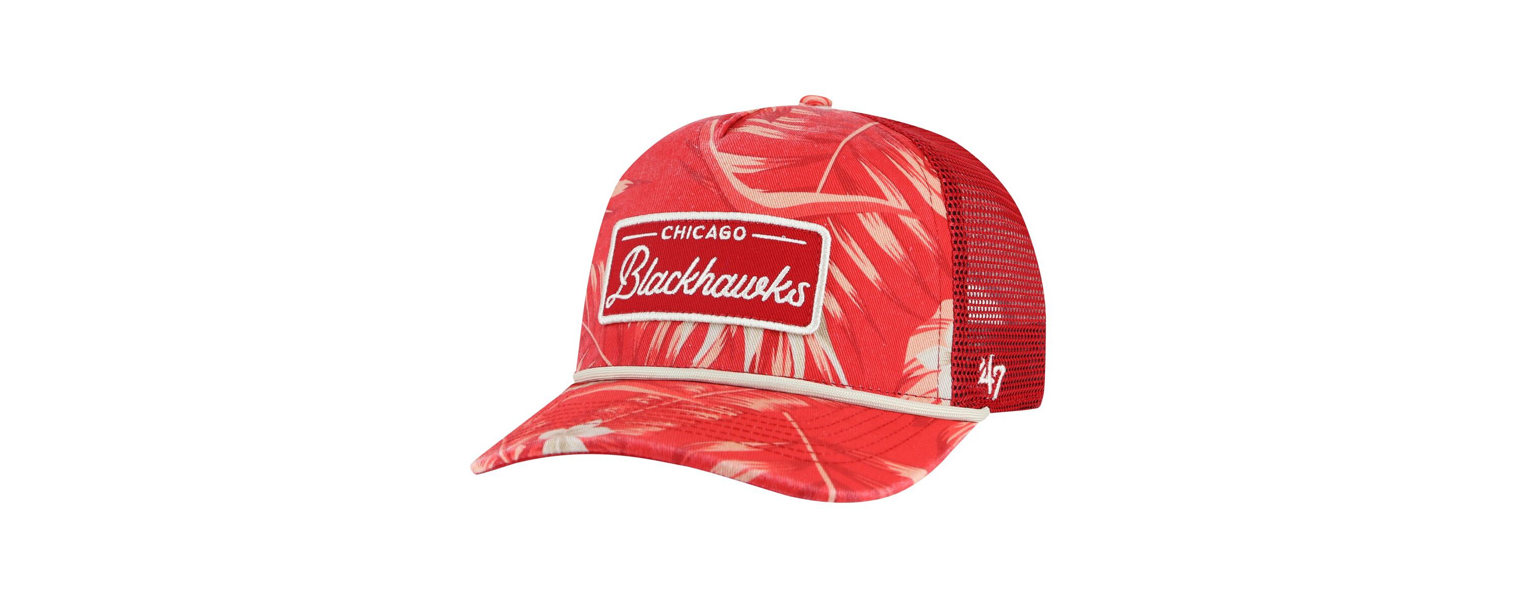 NHL Chicago Blackhawks Tropicalia Allover Print Trucker Adjustable Hat