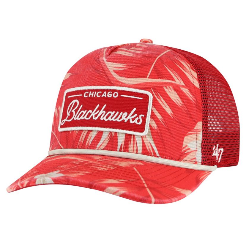 NHL Chicago Blackhawks Tropicalia Allover Print Trucker Adjustable Hat
