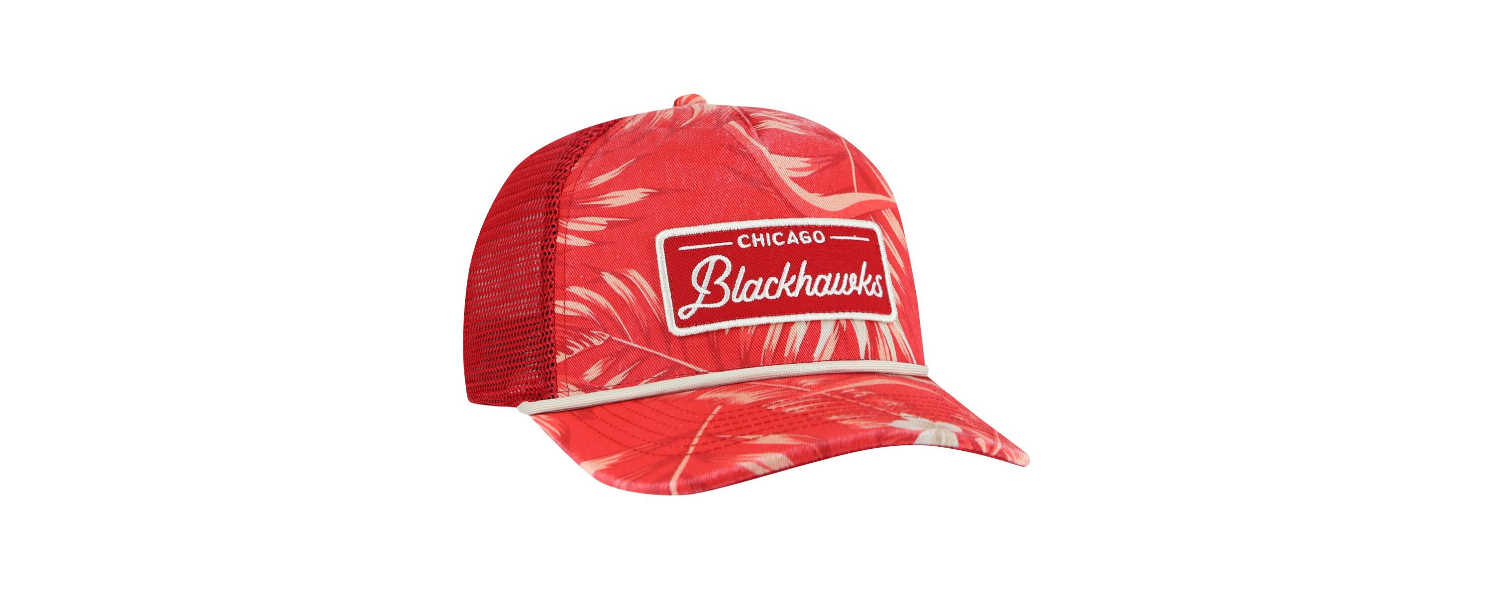 NHL Chicago Blackhawks Tropicalia Allover Print Trucker Adjustable Hat