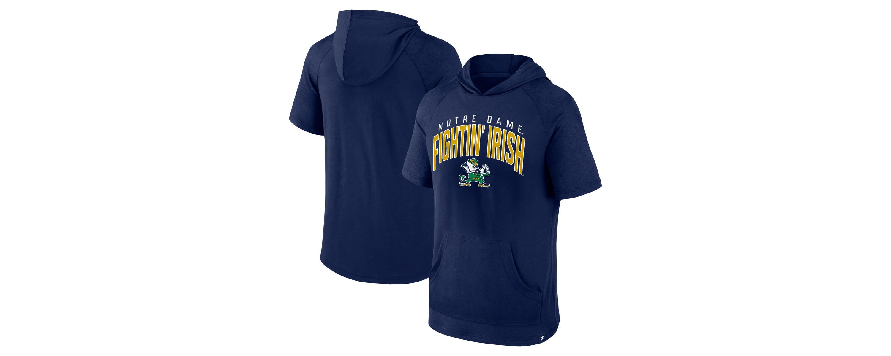 NCAA Fanatics Notre Dame Fighting Irish Double Arch Raglan Short Sleeve Hoodie T-Shirt