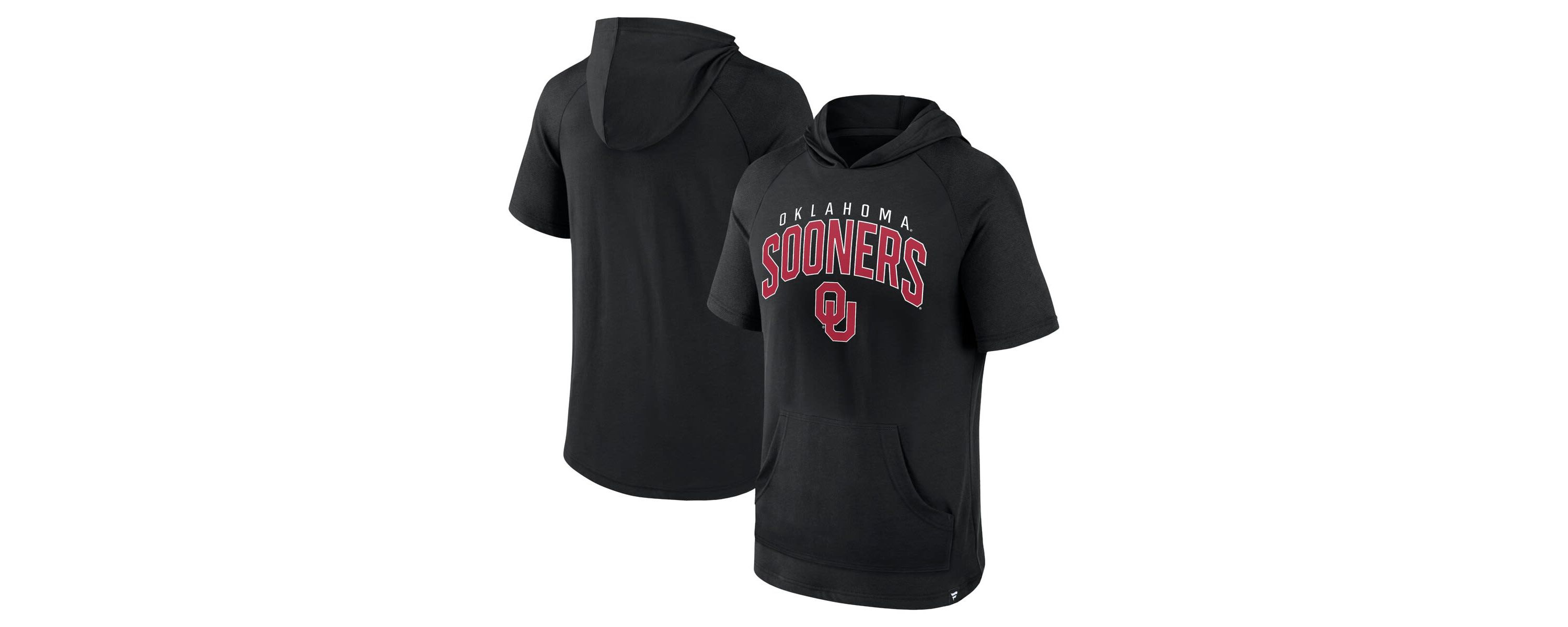 NCAA Fanatics Oklahoma Sooners Double Arch Raglan Short Sleeve Hoodie T-Shirt