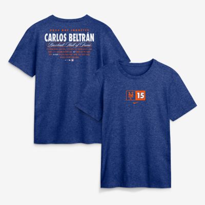 Men's MLB Nike Carlos Beltran New York Mets 2026 Hall of Fame Stats Name & Number T-Shirt