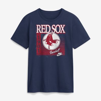Men's Boston Red Sox MLB Nike Boston Sox Cooperstown Logo T-Shirt, Navy Blue, 2XL