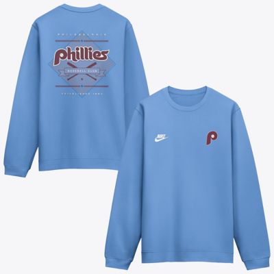 Men's MLB Nike Light Philadelphia Phillies Cooperstown Diamond Sweatshirt, Light Blue, 2XL