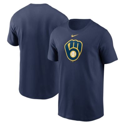 Men's MLB Nike Milwaukee Brewers Fuse Large Logo T-Shirt, Navy Blue, XL