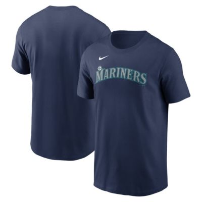 Men's MLB Nike Seattle Mariners Fuse Wordmark T-Shirt, Navy Blue, 2XL