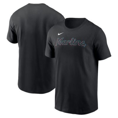Men's MLB Nike Miami Marlins Fuse Wordmark T-Shirt, Black, X-Large