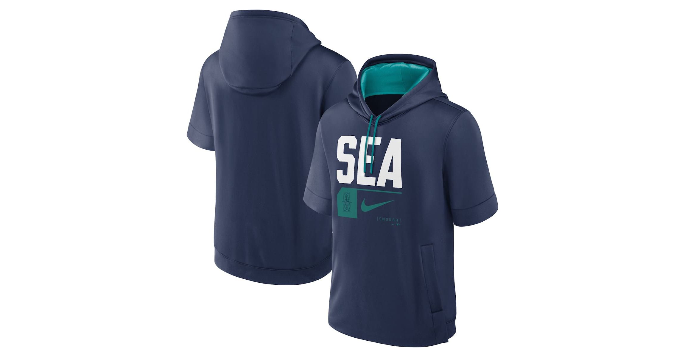MLB Nike Seattle Mariners Tri Code Lockup Short Sleeve Pullover Hoodie