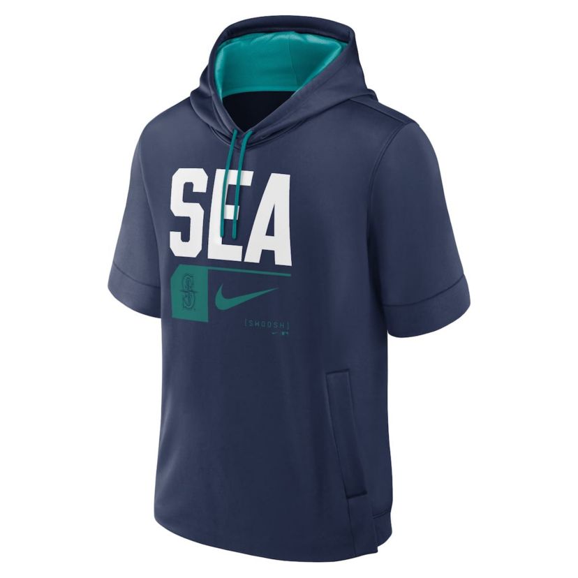 MLB Nike Seattle Mariners Tri Code Lockup Short Sleeve Pullover Hoodie