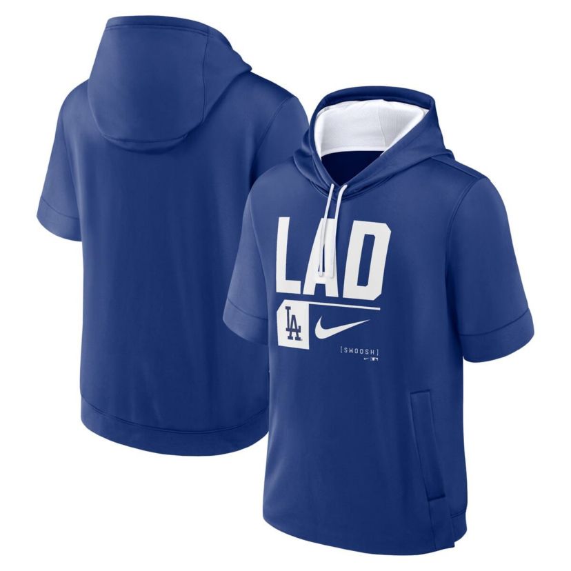 MLB Nike Los Angeles Dodgers Tri Code Lockup Short Sleeve Pullover Hoodie
