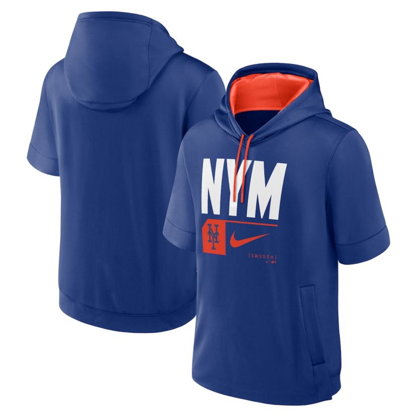 MLB Nike New York Mets Tri Code Lockup Short Sleeve Pullover Hoodie