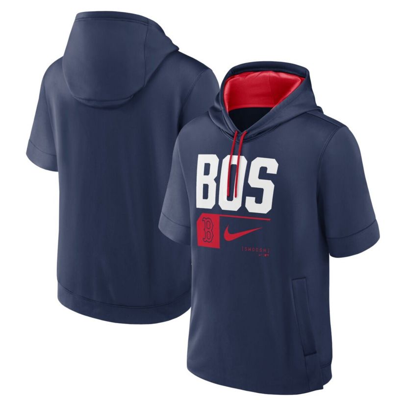 Boston Red Sox MLB Nike Boston Sox Tri Code Lockup Short Sleeve Pullover Hoodie