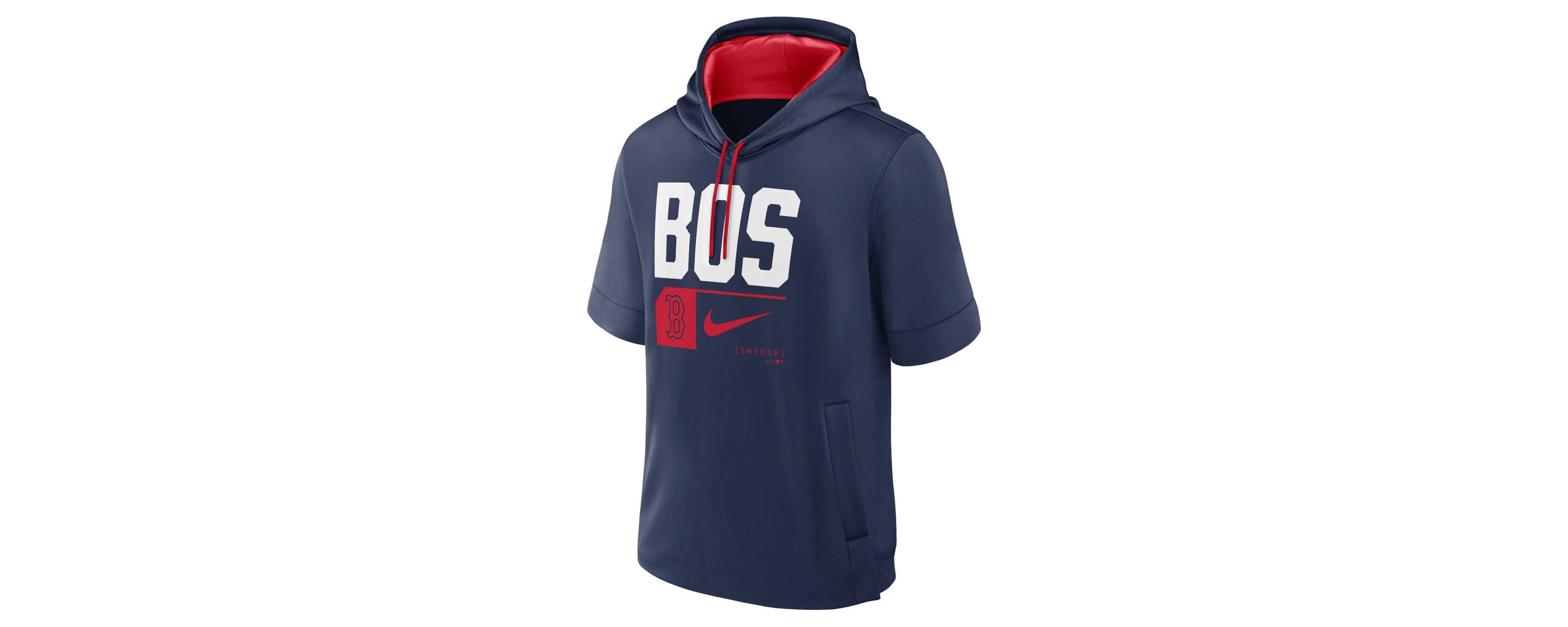 Boston Red Sox MLB Nike Boston Sox Tri Code Lockup Short Sleeve Pullover Hoodie