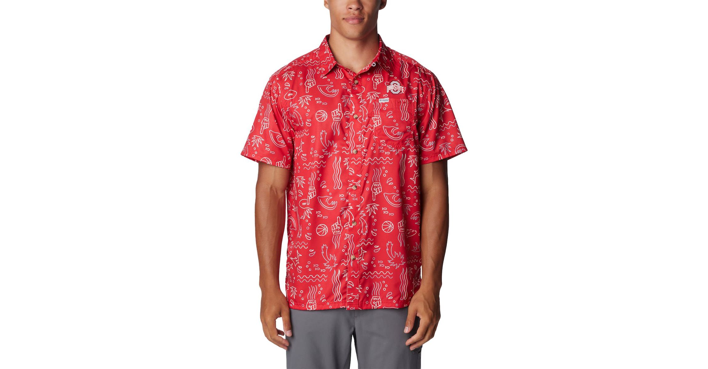 NCAA Ohio State Buckeyes Super Slack Tide Omni-Wick Button-Up Shirt