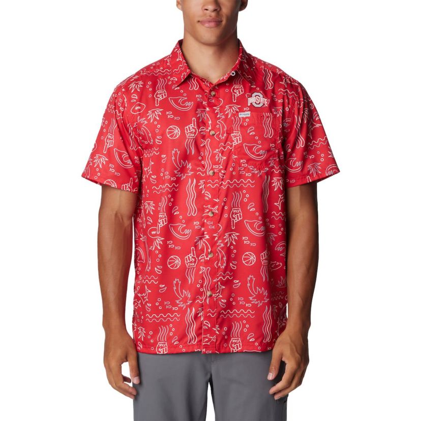 NCAA Ohio State Buckeyes Super Slack Tide Omni-Wick Button-Up Shirt